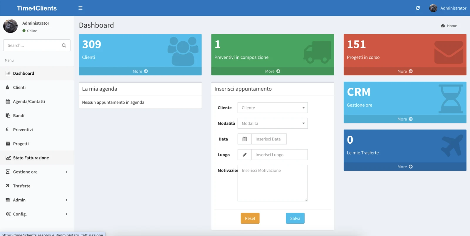 CRM: proposals, projects and reporting